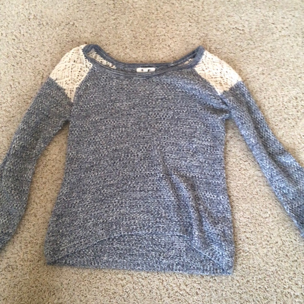 comfy blue and cream sweater